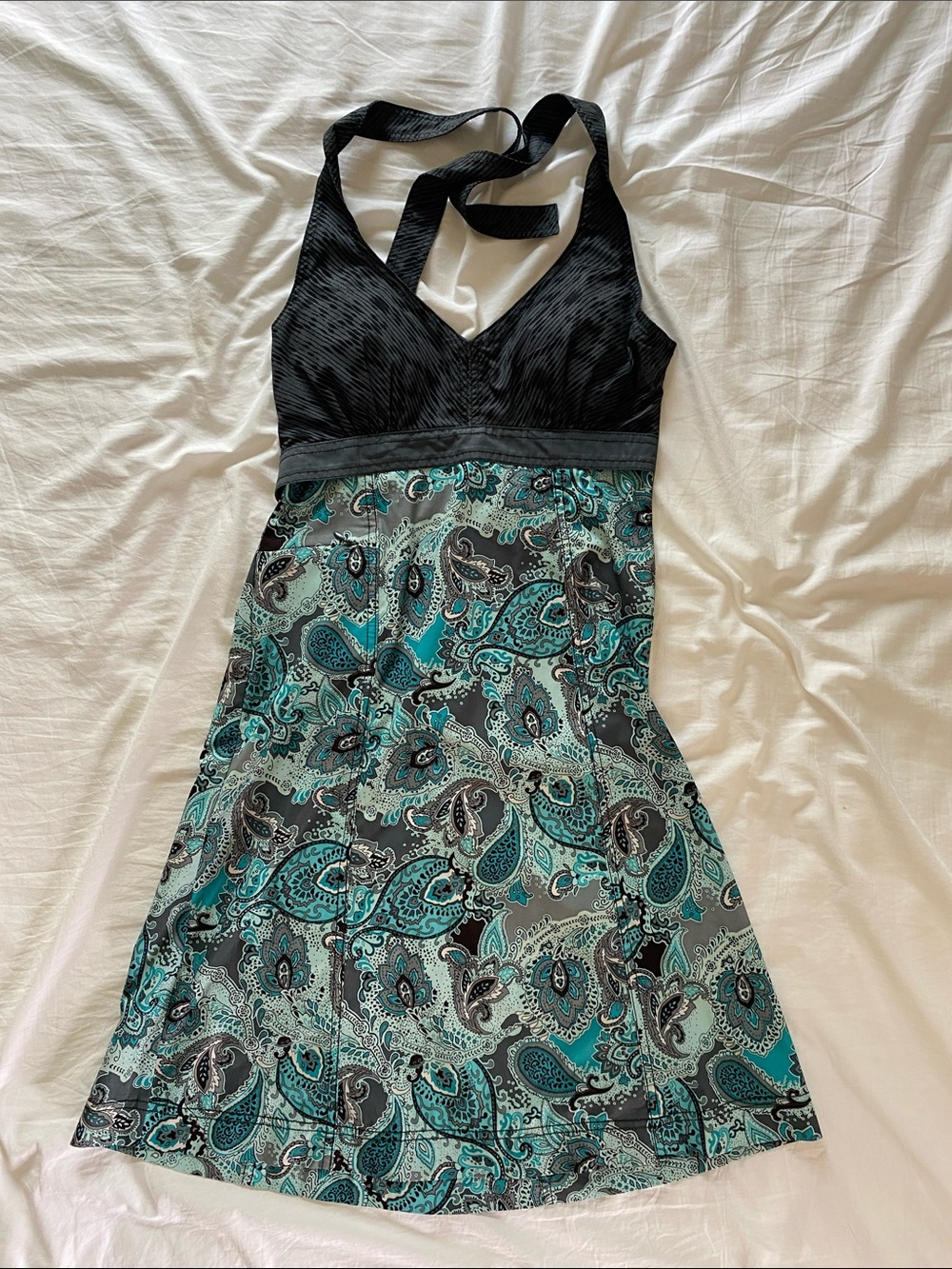 Athleta aqua/turquoise paisley halter dress